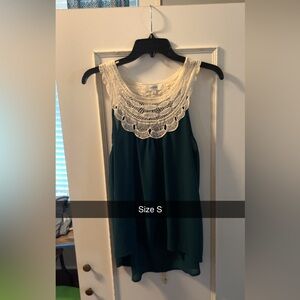 Teal Sleeveless Top with Lace Detail